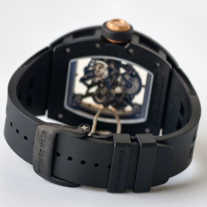 RM055 Black Case Gold Inner Bezel Umi Office 1:1 Best Edition Skeleton Dial Black Rubber Strap RMUL2 Super Clone (Free Sprung)