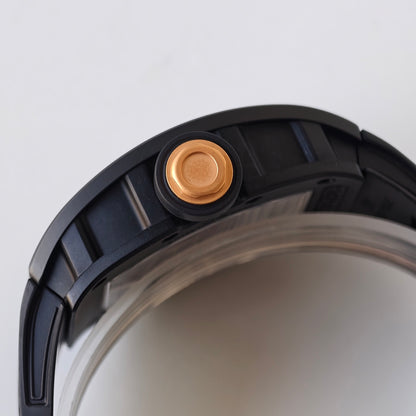 RM055 Black Case Gold Inner Bezel Umi Office 1:1 Best Edition Skeleton Dial Black Rubber Strap RMUL2 Super Clone (Free Sprung)