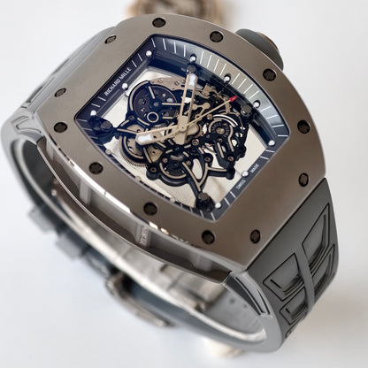 RM055 Gray Ceramic Umi Office 1:1 Best Edition Skeleton Dial Black Rubber Strap RMUL2 Super Clone (Free Sprung)