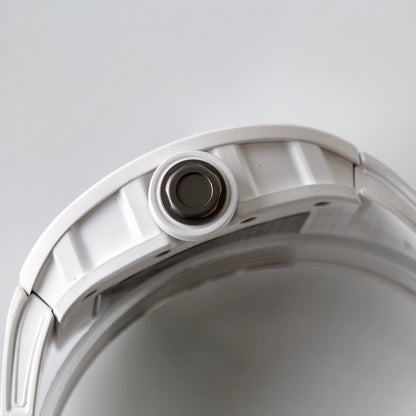 RM055 White Ceramic Umi Office 1:1 Best Edition Skeleton Dial White Rubber Strap RMUL2 Super Clone (Free Sprung)