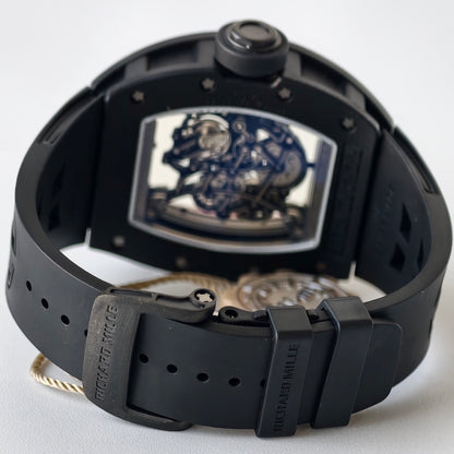 RM055 Black Case Red Inner Bezel Umi Office 1:1 Best Edition Skeleton Dial Black Rubber Strap RMUL2 Super Clone (Free Sprung)