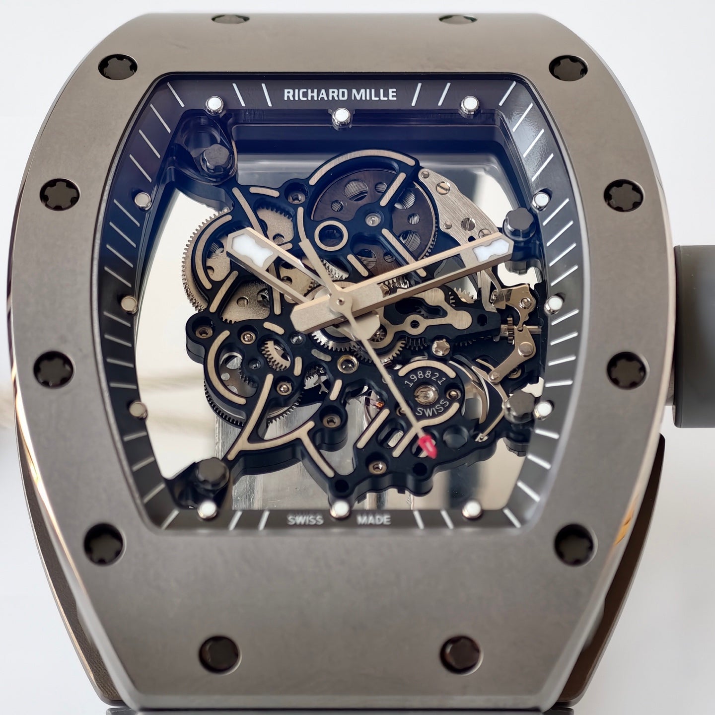 RM055 Gray Ceramic Umi Office 1:1 Best Edition Skeleton Dial Black Rubber Strap RMUL2 Super Clone (Free Sprung)