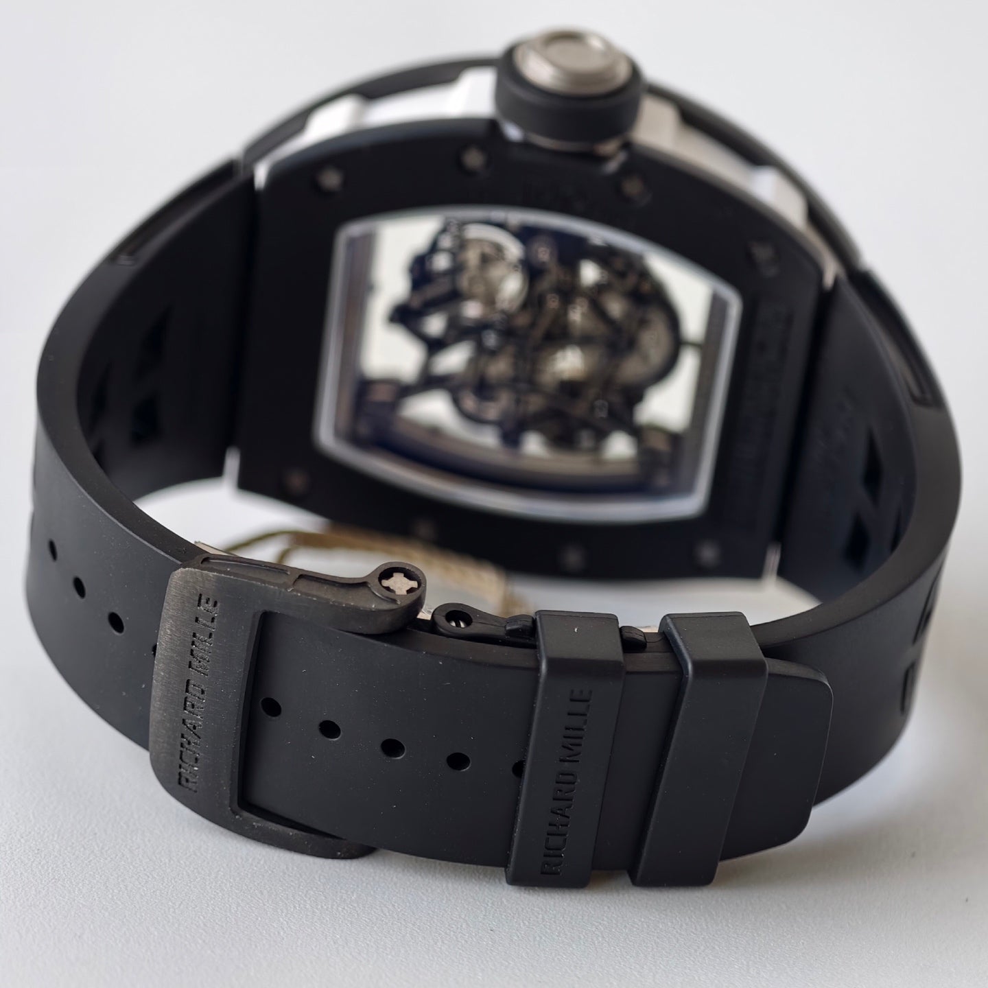 RM055 White Case White Inner Bezel Umi Office 1:1 Best Edition Skeleton Dial Black Rubber Strap RMUL2 Super Clone (Free Sprung)