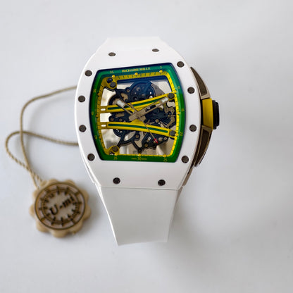 RM061 White Ceramic Umi Office 1:1 Best Edition Green skeleton White Rubber Strap RMUL2 Super Clone (Free Sprung)