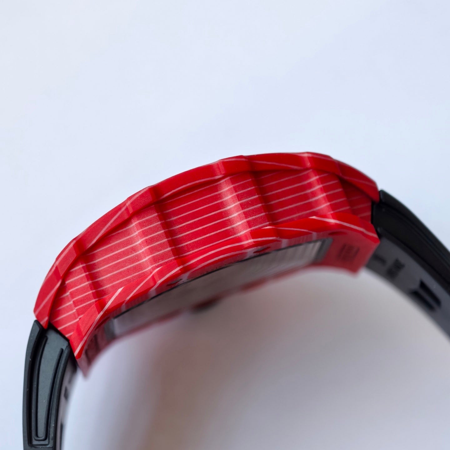 RM035-02 Red NTPT Umi Office 1:1 Best Edition Skeleton Dial On Black Rubber Strap RMAL1 Super Clone V2 (Free Sprung)