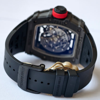 RM035-02 Black NTPT Red Crown Umi Office 1:1 Best Edition Skeleton Dial On Black Rubber Strap RMAL1 Super Clone V2 (Free Sprung)