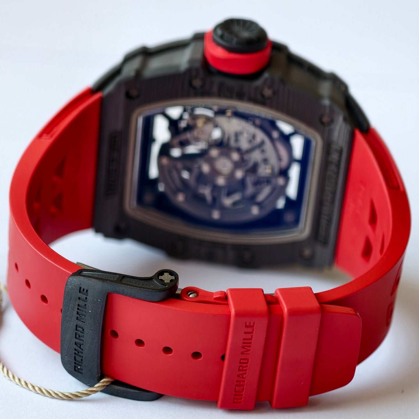 RM035-02 Black NTPT Umi Office 1:1 Best Edition Skeleton Dial On Red Rubber Strap RMAL1 Super Clone V2 (Free Sprung)