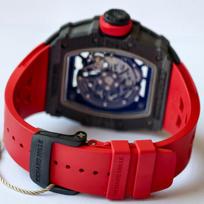 RM035-02 Black NTPT Umi Office 1:1 Best Edition Skeleton Dial On Red Rubber Strap RMAL1 Super Clone V2 (Free Sprung)