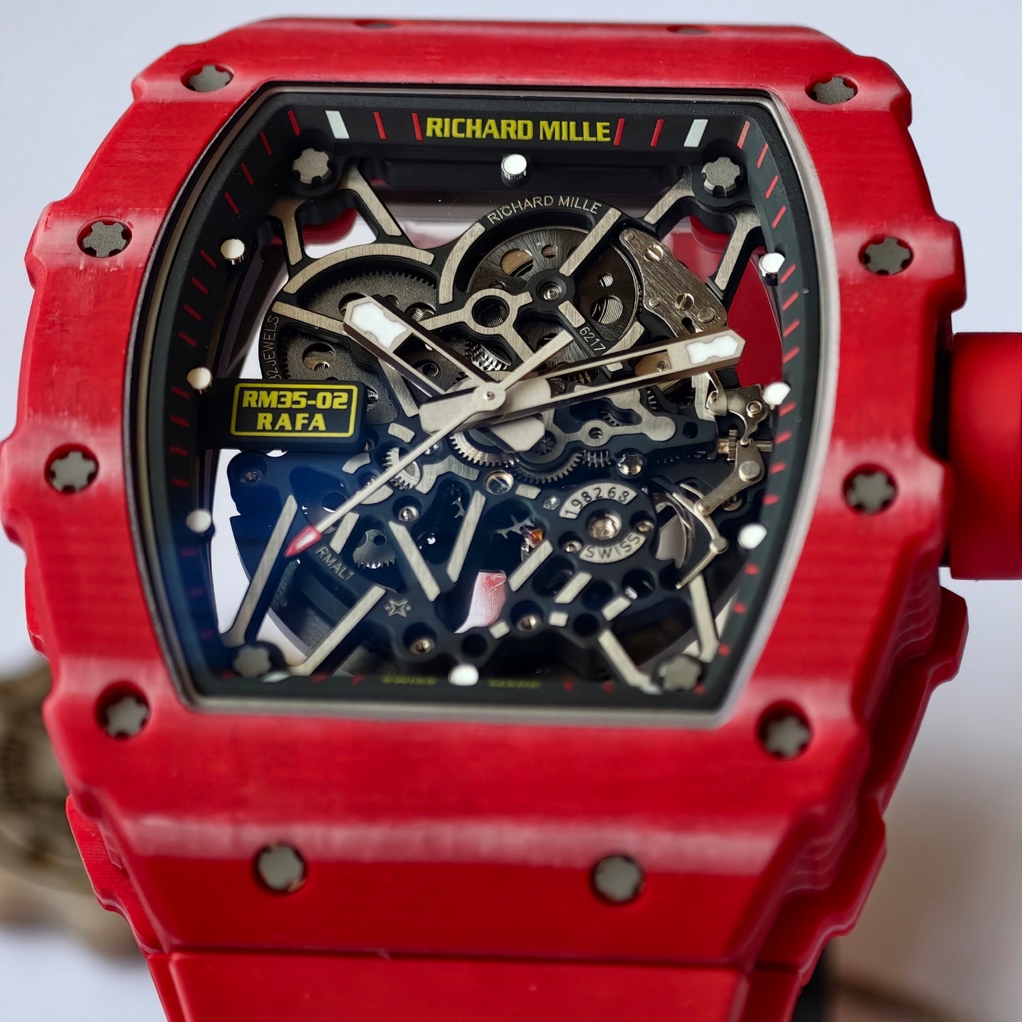 RM035-02 Red NTPT Umi Office 1:1 Best Edition Skeleton Dial On Red Rubber Strap RMAL1 Super Clone V2 (Free Sprung)