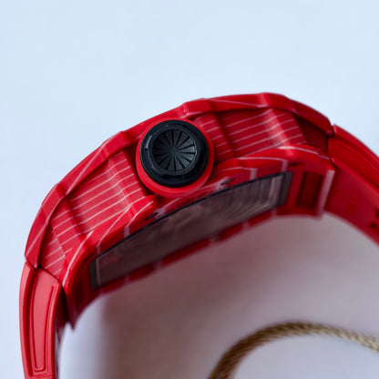 RM035-02 Red NTPT Umi Office 1:1 Best Edition Skeleton Dial On Red Rubber Strap RMAL1 Super Clone V2 (Free Sprung)