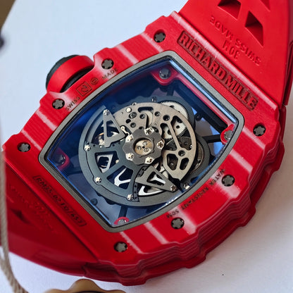 RM035-02 Red NTPT Umi Office 1:1 Best Edition Skeleton Dial On Red Rubber Strap RMAL1 Super Clone V2 (Free Sprung)