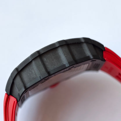 RM035-02 Black NTPT Umi Office 1:1 Best Edition Skeleton Dial On Red Rubber Strap RMAL1 Super Clone V2 (Free Sprung)