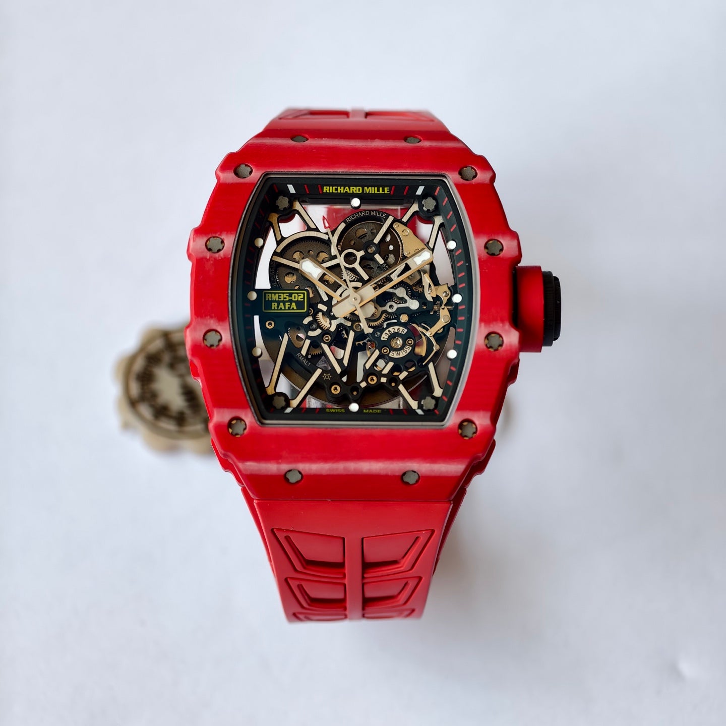 RM035-02 Red NTPT Umi Office 1:1 Best Edition Skeleton Dial On Red Rubber Strap RMAL1 Super Clone V2 (Free Sprung)
