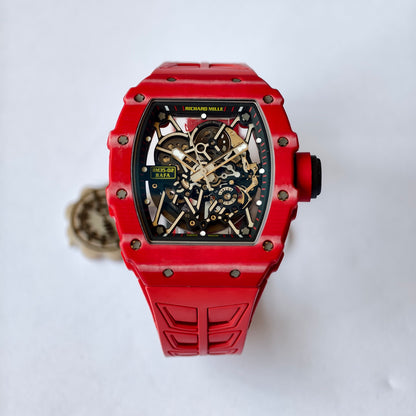 RM035-02 Red NTPT Umi Office 1:1 Best Edition Skeleton Dial On Red Rubber Strap RMAL1 Super Clone V2 (Free Sprung)