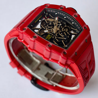 RM035-02 Red NTPT Umi Office 1:1 Best Edition Skeleton Dial On Red Rubber Strap RMAL1 Super Clone V2 (Free Sprung)