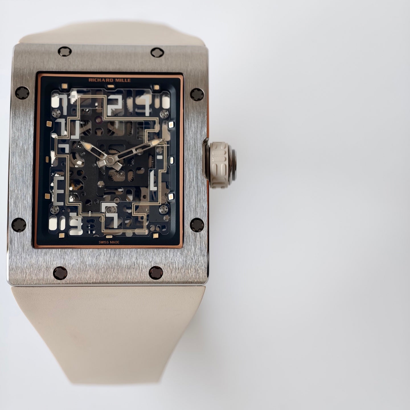 RM16-02 Titanium Umi Office Best Edition Skeleton Dial On Cream Rubber Strap Asian CRMA9