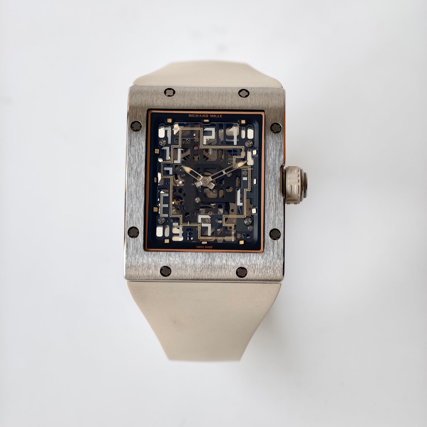 RM16-02 Titanium Umi Office Best Edition Skeleton Dial On Cream Rubber Strap Asian CRMA9