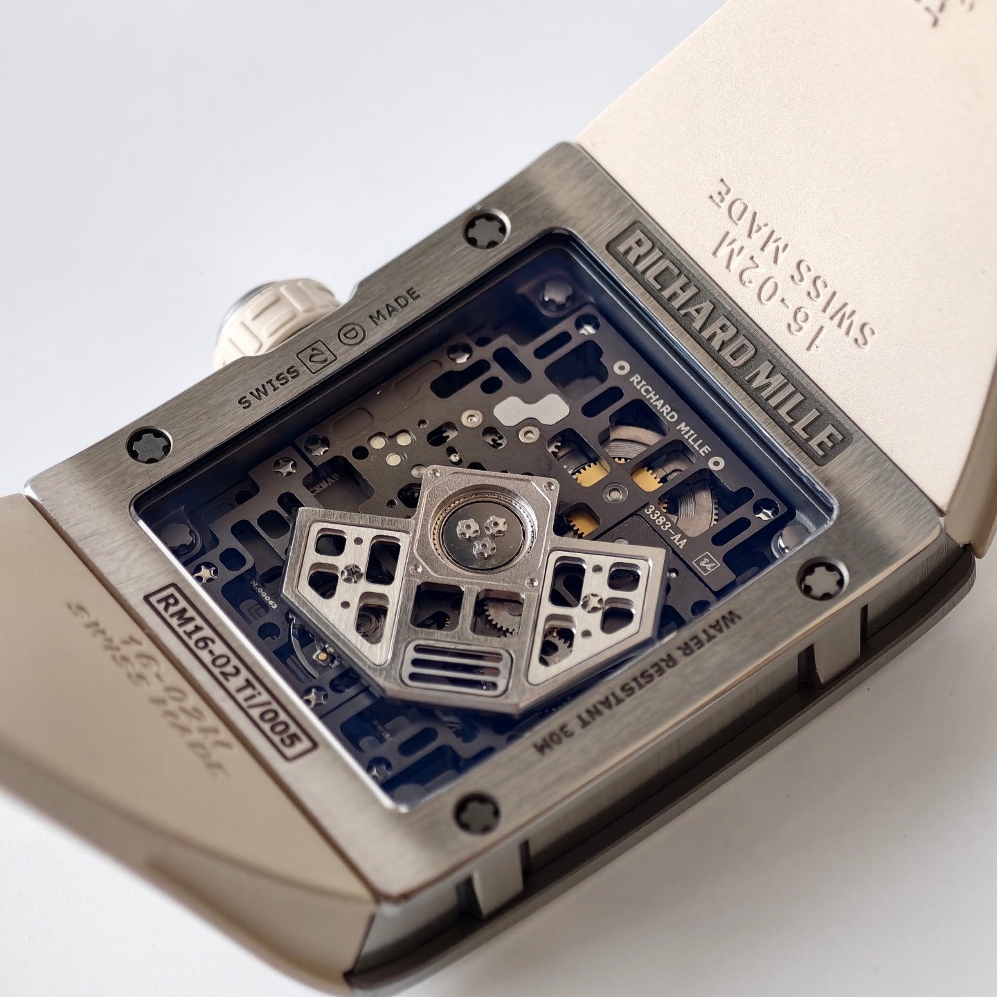 RM16-02 Titanium Umi Office Best Edition Skeleton Dial On Cream Rubber Strap Asian CRMA9