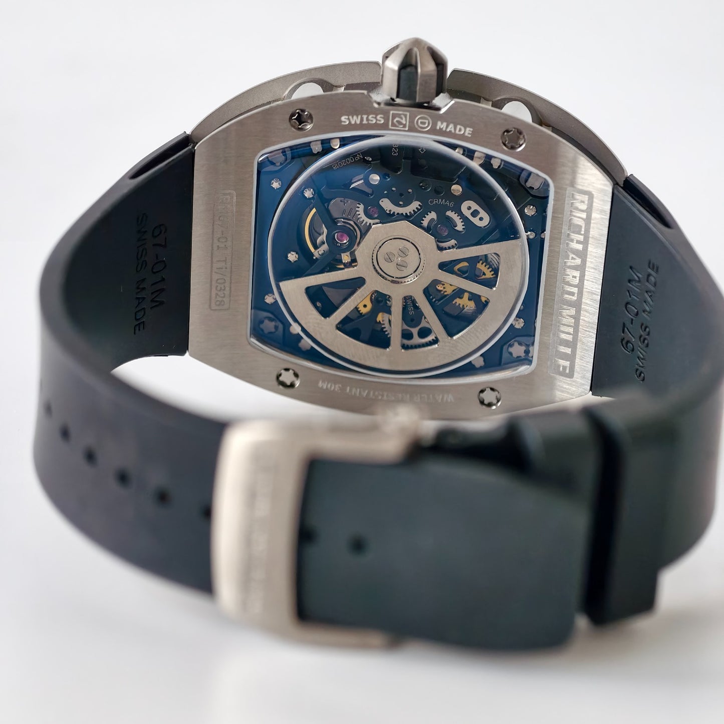 Miller Studios RM67-01 Titanium Skeleton Dial on Black Rubber Strap CRMA6 Clone