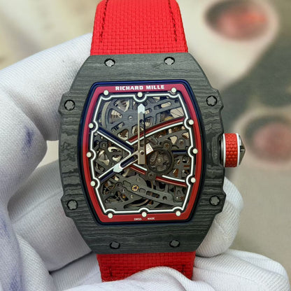 RICH Maker's 1:1 RM67-02 Black/Red NTPT Norway Red/White/Blue Skeleton Dial CRMA7 Super Clone