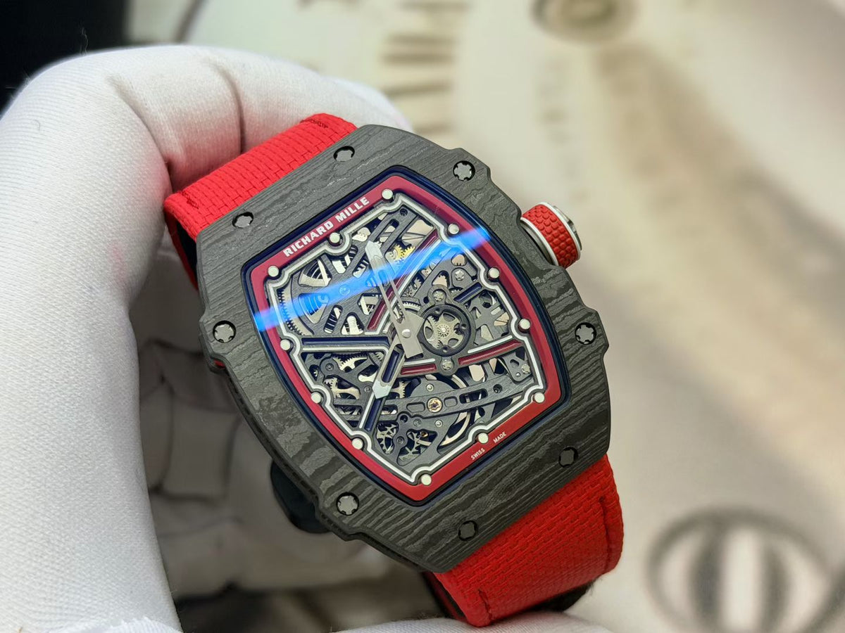 RICH Maker's 1:1 RM67-02 Black/Red NTPT Norway Red/White/Blue Skeleton Dial CRMA7 Super Clone