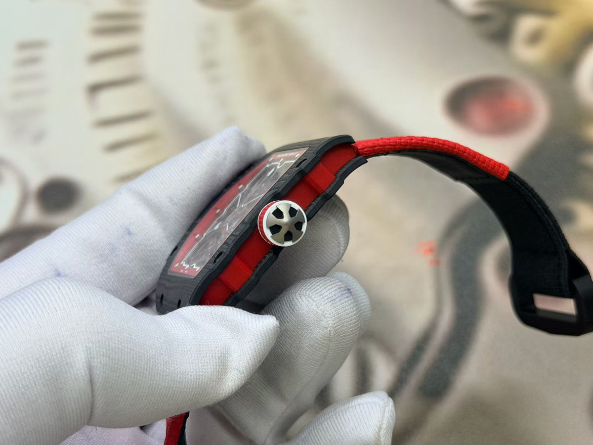 RICH Maker's 1:1 RM67-02 Black/Red NTPT Norway Red/White/Blue Skeleton Dial CRMA7 Super Clone