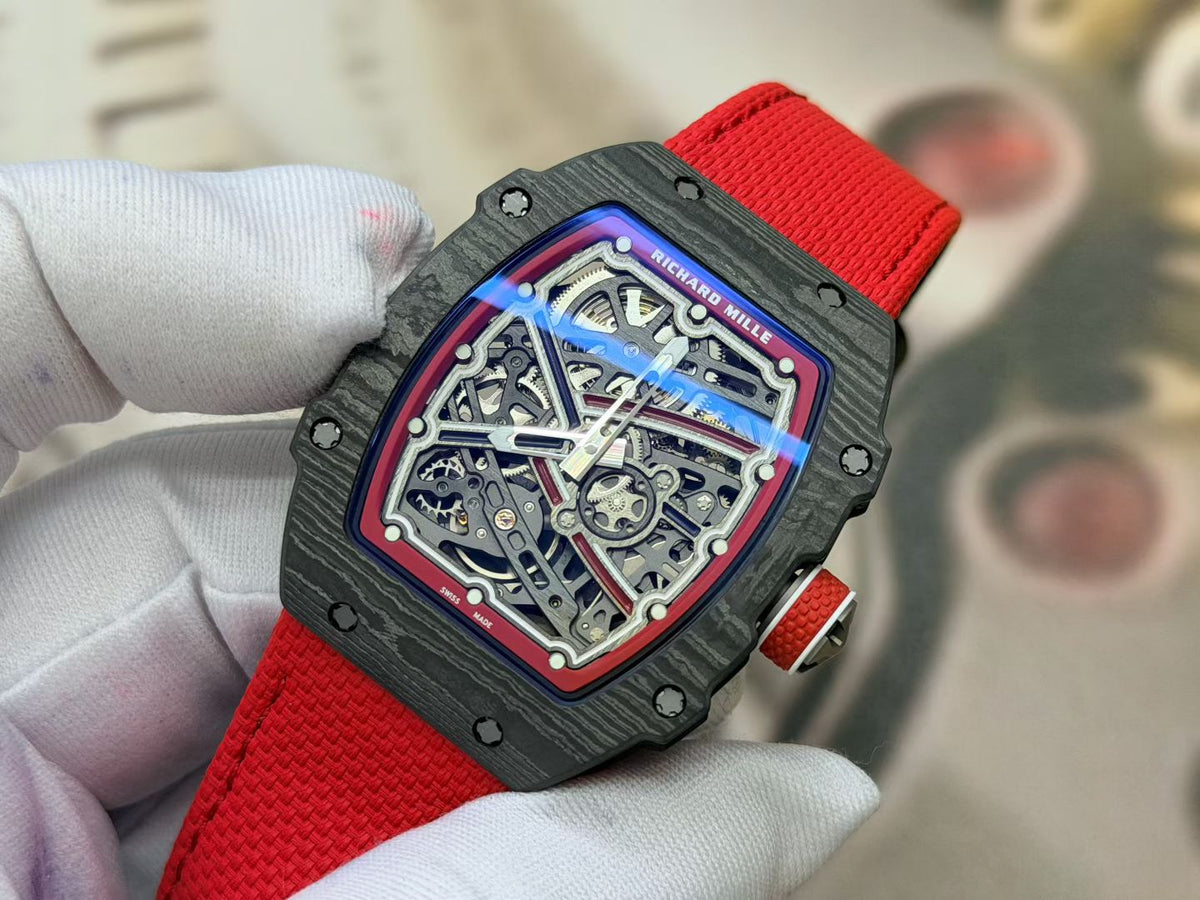 RICH Maker's 1:1 RM67-02 Black/Red NTPT Norway Red/White/Blue Skeleton Dial CRMA7 Super Clone