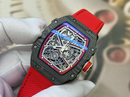 RICH Maker's 1:1 RM67-02 Black/Red NTPT Norway Red/White/Blue Skeleton Dial CRMA7 Super Clone