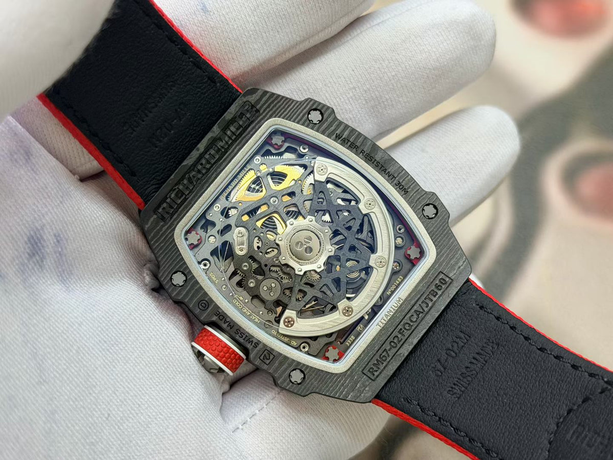 RICH Maker's 1:1 RM67-02 Black/Red NTPT Norway Red/White/Blue Skeleton Dial CRMA7 Super Clone