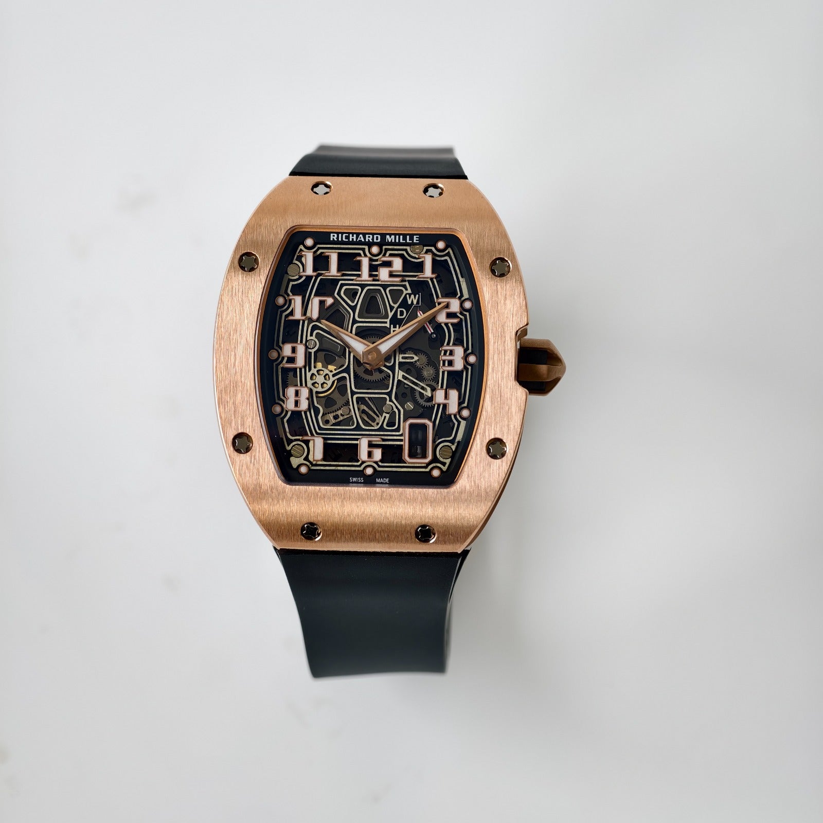 Miller Studios RM67-01 Rosegold Skeleton Dial on Black Rubber Strap CRMA6 Clone