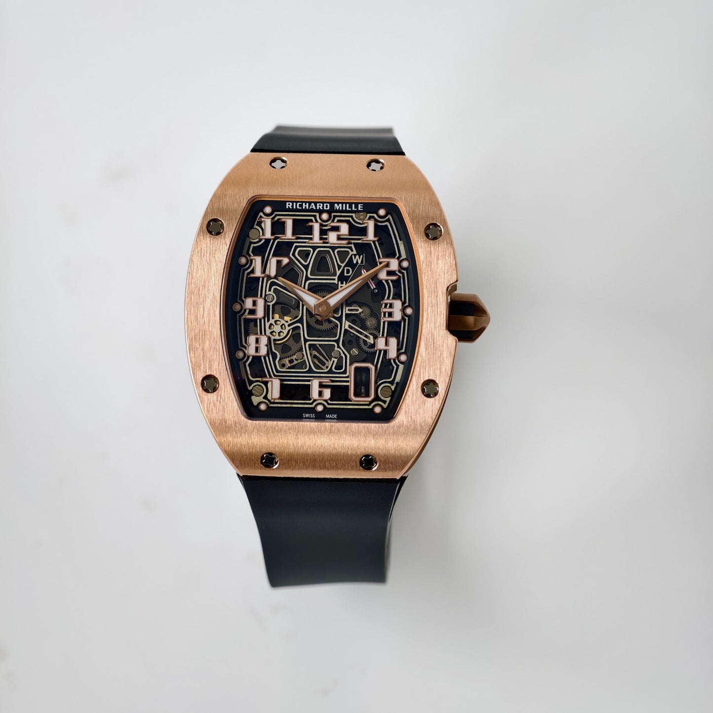 Miller Studios RM67-01 Rosegold Skeleton Dial on Black Rubber Strap CRMA6 Clone