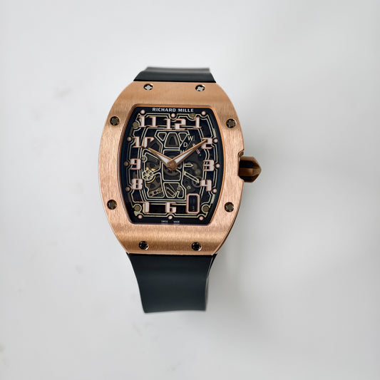 Miller Studios RM67-01 Rosegold Skeleton Dial on Black Rubber Strap CRMA6 Clone