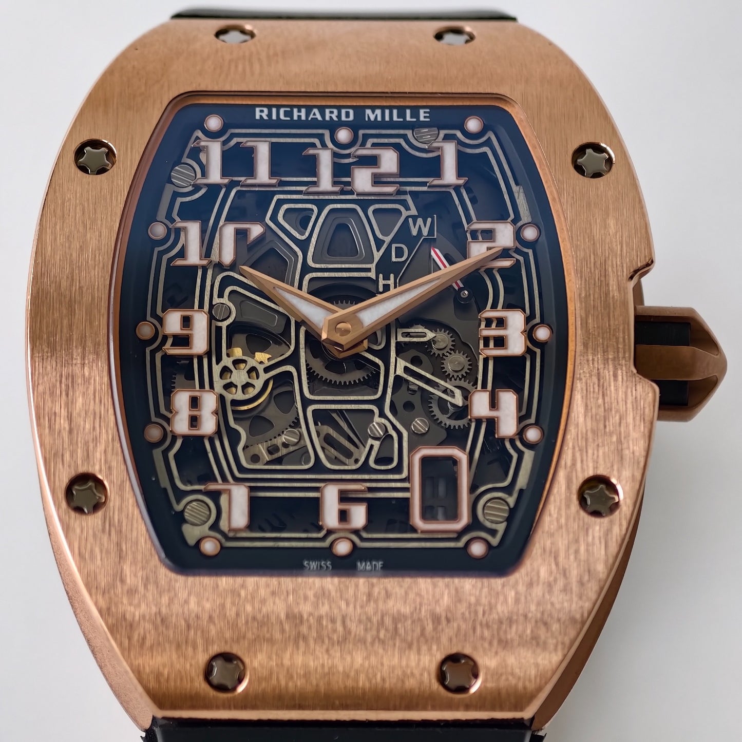 Miller Studios RM67-01 Rosegold Skeleton Dial on Black Rubber Strap CRMA6 Clone