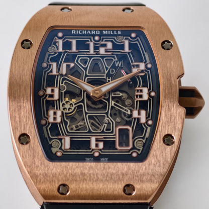 Miller Studios RM67-01 Rosegold Skeleton Dial on Black Rubber Strap CRMA6 Clone