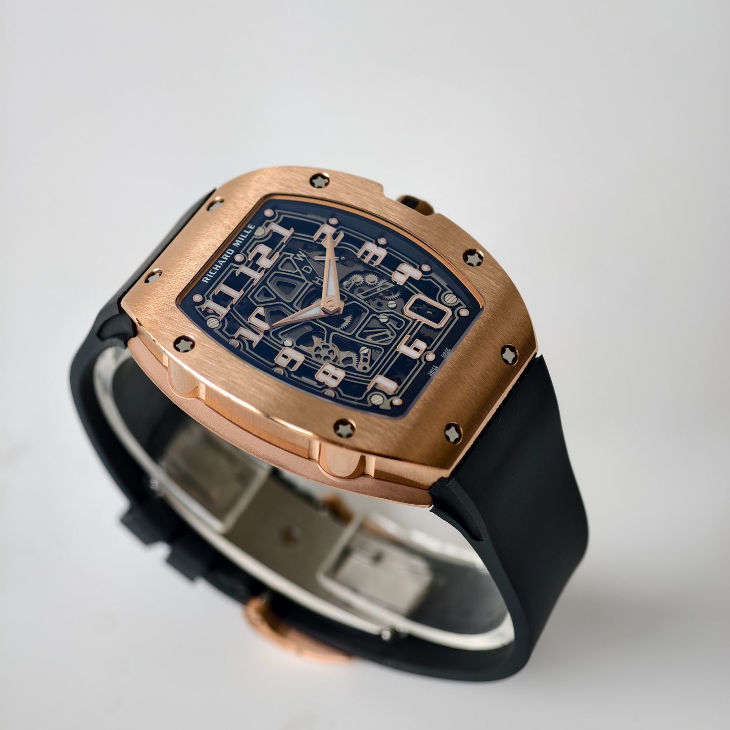 Miller Studios RM67-01 Rosegold Skeleton Dial on Black Rubber Strap CRMA6 Clone