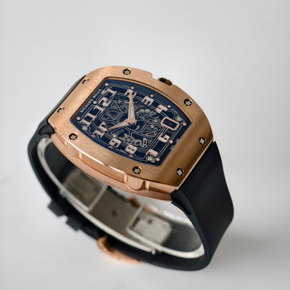 Miller Studios RM67-01 Rosegold Skeleton Dial on Black Rubber Strap CRMA6 Clone
